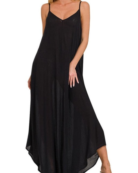 Woven Maxi Dress - BLACK