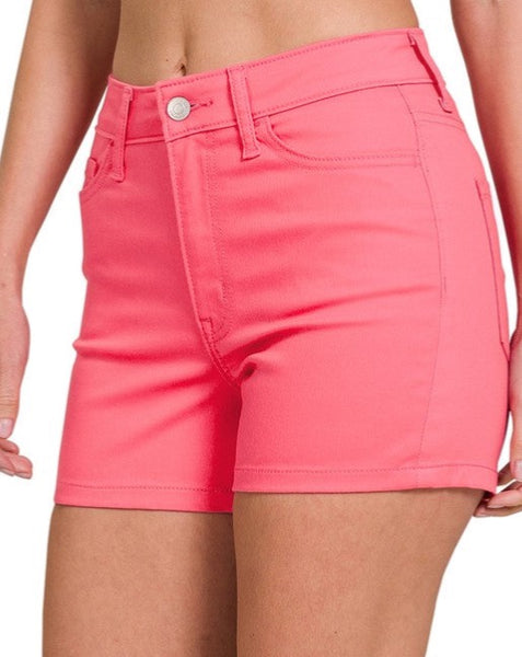 High Rise Stretchy Shorts - PINK