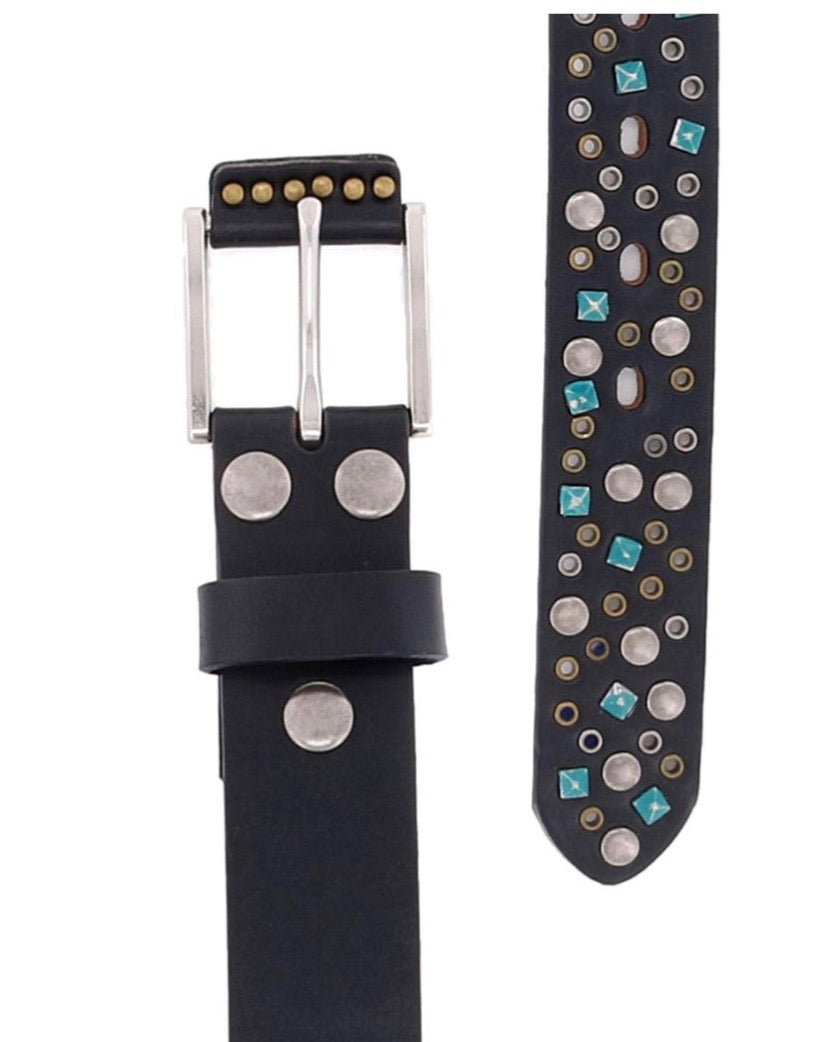 BedStu Turquoise Stud Belt Black Lux Bella Blue Boutique