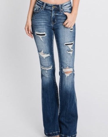 *PETITE* Mid-Rise Jean w/ Patches