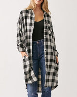 Black & White Plaid Long Flannel