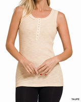 Ribbed Snap Henley Tank *8//COLORS*