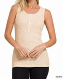 Ribbed Snap Henley Tank *8//COLORS*