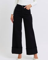 Judy Blue High Rise Cuffed Wide Leg - Black