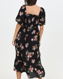Black Print Midi Dress