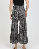 Tiered Cactus Print Pants - Black