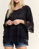 3/4 Sleeve Lace Blouse *Multiple Colors*