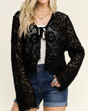 Crochet Long Sleeve Cardigan- Natural