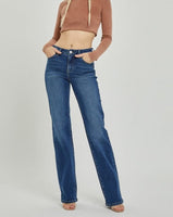 Mid Rise LONG Straight Cut Jeans