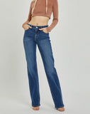 Mid Rise LONG Straight Cut Jeans