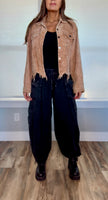 Washed Gauze Slouchy Pant - BLACK