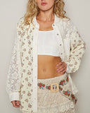Gauze & Lace Jacket - Oatmeal