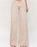 Low Rise Wide Leg Jean - Beige
