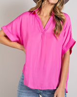 Candy V-Neck Short Sleeve Blouse