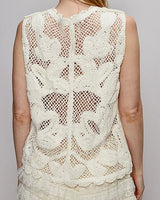 Crochet Button Down Vest - Cream