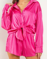 Satin Top & Shorts Set *6//COLORS*