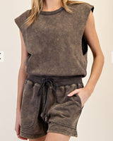 French Terry Romper in Fatigue
