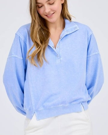 Washed Snap Details Long Sleeve - *3//COLORS*