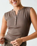 Mini Ribbed Snap Henley Tank **MULTIPLE COLORS**
