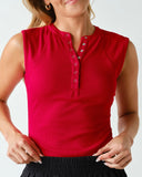 Mini Ribbed Snap Henley Tank **MULTIPLE COLORS**