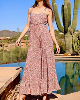 Rust & Cream Tiered Jumpsuit