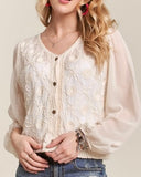 Embroidered Button Down Blouse - 2//Colors