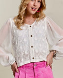 Embroidered Button Down Blouse - 2//Colors