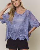 Eyelet Scallop Short Sleeve - 2//Colors