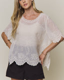 Eyelet Scallop Short Sleeve - 2//Colors