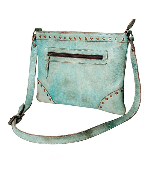 Studded Zipper Crossbody - Vintage Turquoise