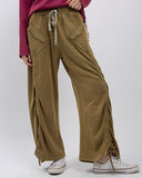 Ruched French Terry Cargo - OLIVE