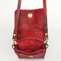 Leather Cell Phone Crossbody - RED