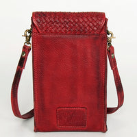 Leather Cell Phone Crossbody - RED