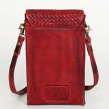 Leather Cell Phone Crossbody - RED