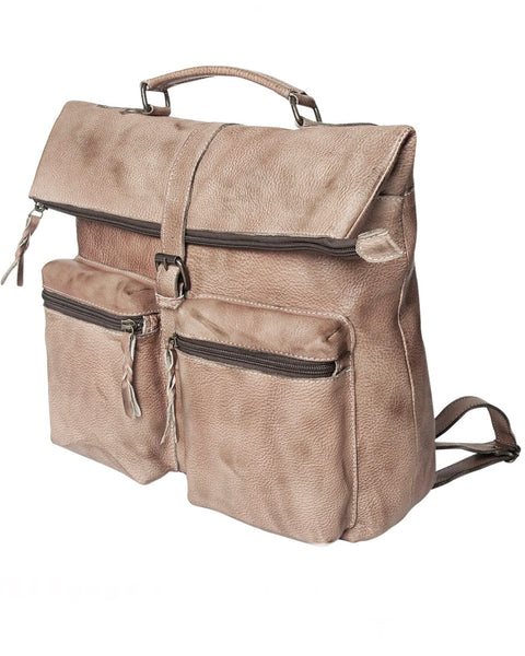 Front Pocket Leather Backpack