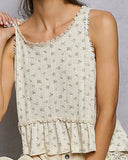 Ruffle Trim Tank - Cream Floral