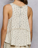 Ruffle Trim Tank - Cream Floral