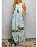 Tiered Denim Overalls
