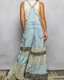 Tiered Denim Overalls
