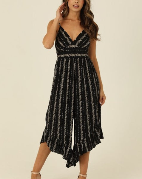 Black & Cream Print Jumpsuit