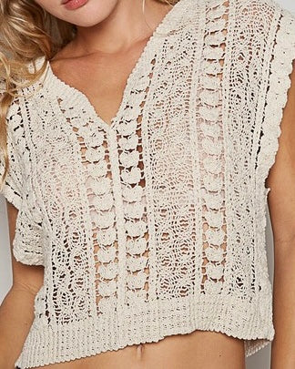 Sleeveless Crochet Top - Natural