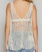 V-Neck Crochet Tank - Natural