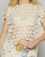 Floral Crochet Top - Natural
