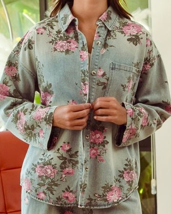 Floral Denim Shirt / Jacket