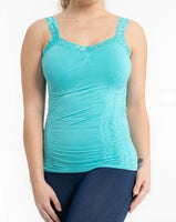 Lace Trim Cami - TURQUOISE