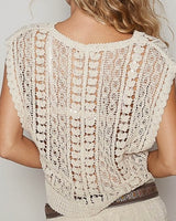 Sleeveless Crochet Top - Natural