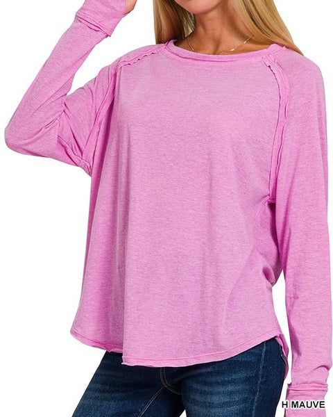 COTTON Long Sleeve Raglan Top *3//COLORS*