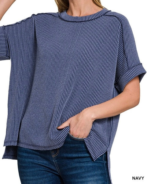 Ribbed Short Sleeve Top *2//COLORS*