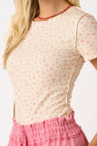 Floral Ribbed Short Sleeve Top *2//COLORS*