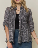 Embroidered Button Down Lace Top - *2//COLORS*